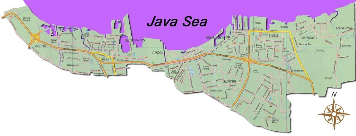 Джакарта утара карті