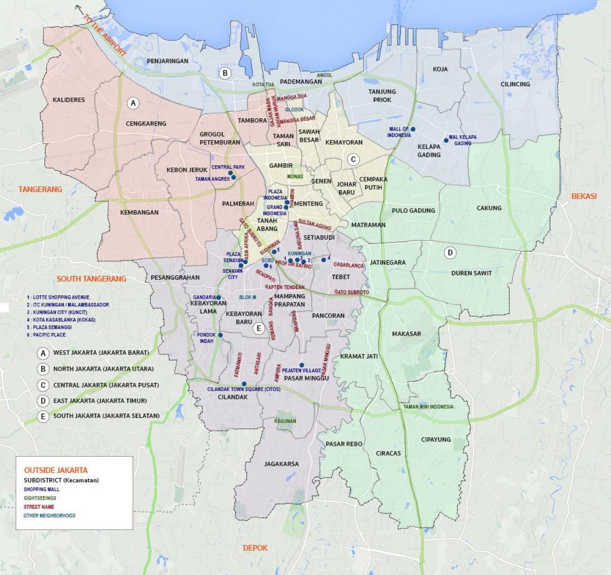 карта західної Джакарти